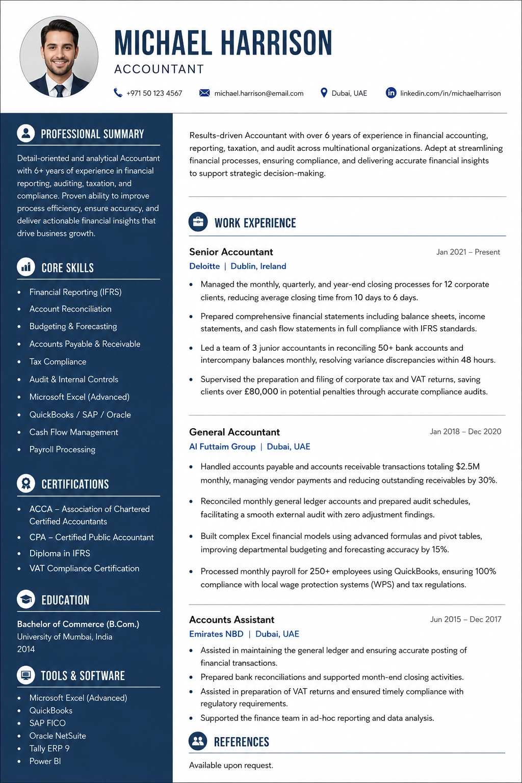 Accountant CV Sample Template